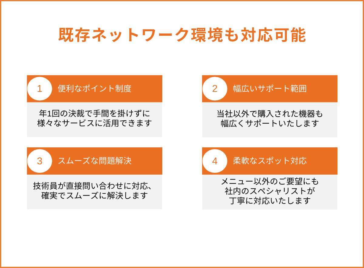 幅広いサポート範囲